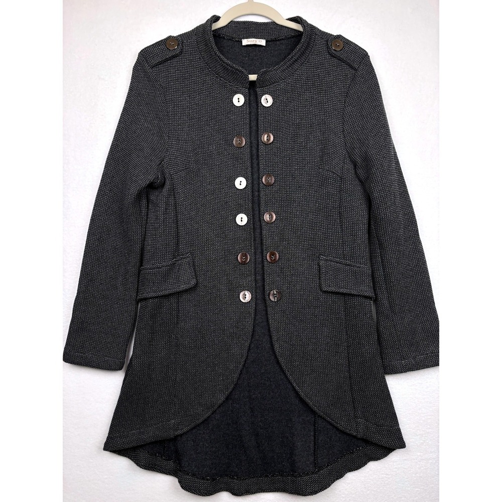 Suzy D Jacket Womens XL Knit Military High Low Button Front Made in Italy